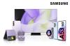 Verschiedene Samsung Produkte wie TV, Smartphone auf weißem Hintergrund