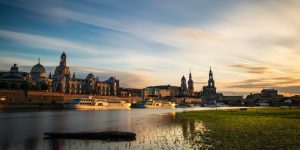 Blick auf Dresden im Sonnenuntergang