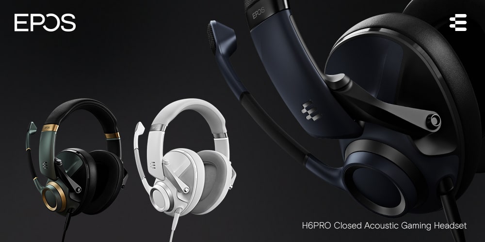 Over-Ear-Kopfhörer von EPOS in 3 verschiedenen Farben: dunkelblau, weiß-grau und schwarz-gold.